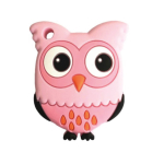 Siliconen bijtring uil roze